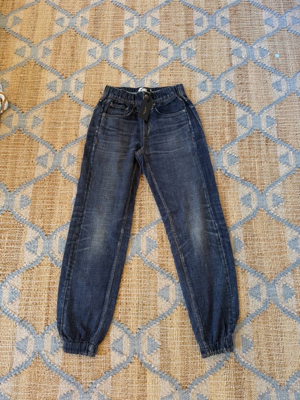 rag & bone Dark Blue Boyfriend Jeans with Elastic Cuffs